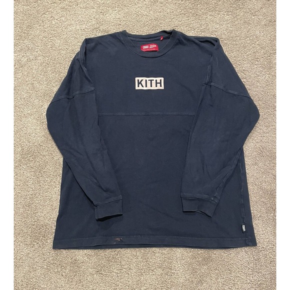Kith x Coca-Cola Navy Blue Global Long Sleeve Terry T-Shirt Size Large